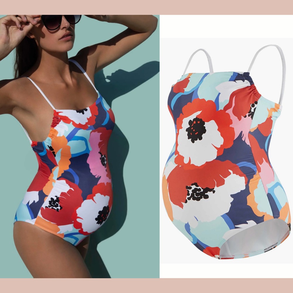 NWT$120 Cache Coeur [ Maternity Medium ] Poppy One-Piece Maternity Swimsuit 6989